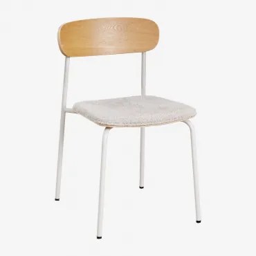 Set Van 4 Stapelbare Eetkamerstoelen Van Ijzer En Hout Wilpier Tapioca Beige & Chenille Crème Beige - Sklum