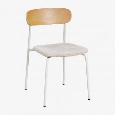 Set Van 4 Stapelbare Eetkamerstoelen Van Ijzer En Hout Wilpier Tapioca Beige & Teddystof Crème Beige - Sklum