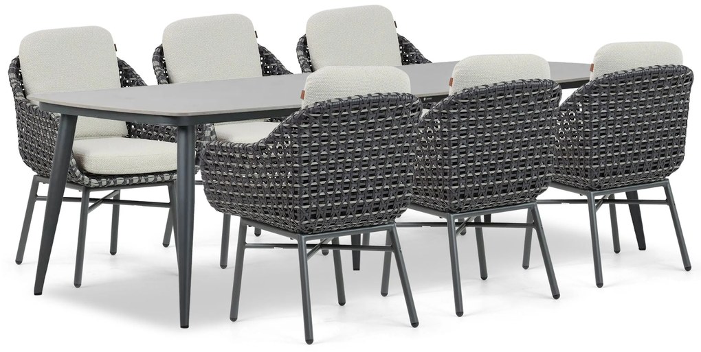 Tuinset 6 personen 240 cm Aluminium/wicker Grijs Santika Furniture Santika