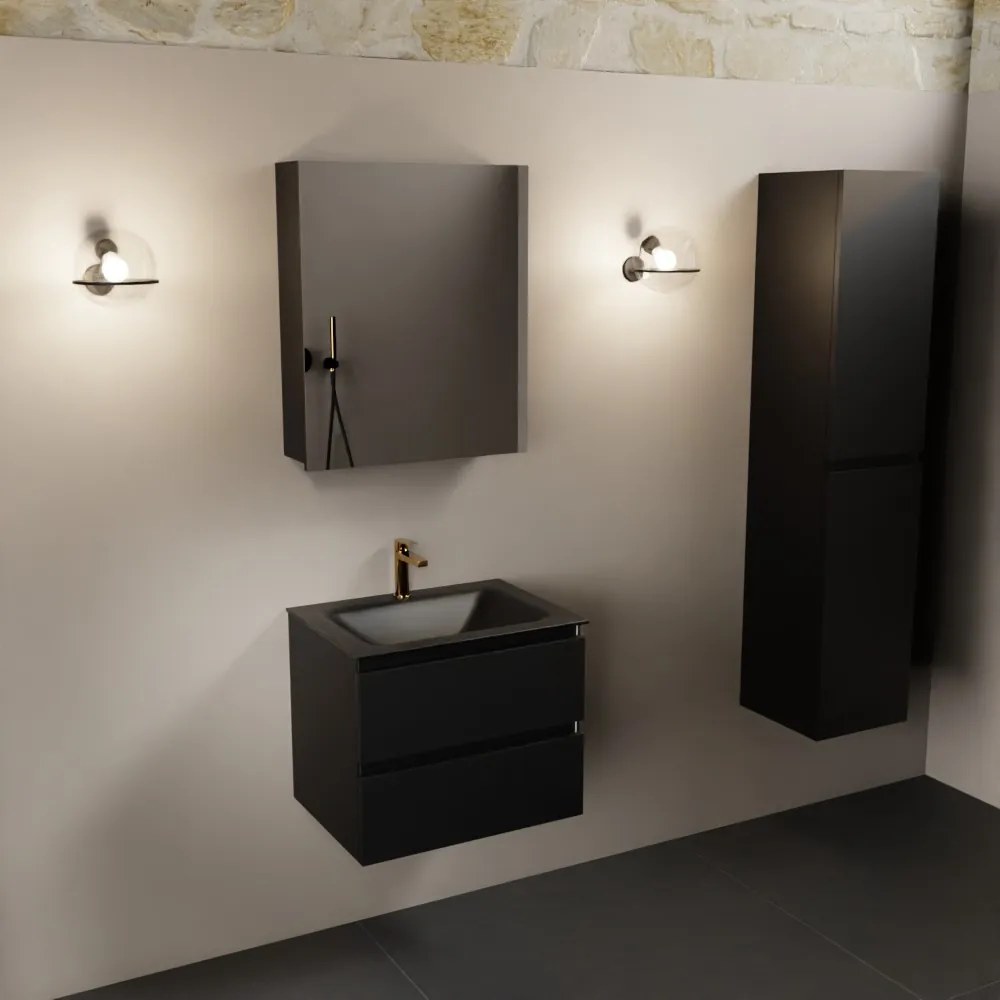 Mondiaz Aivy badmeubel 60cm urban met wastafel solid surface urban midden 1 kraangat en spiegelkast