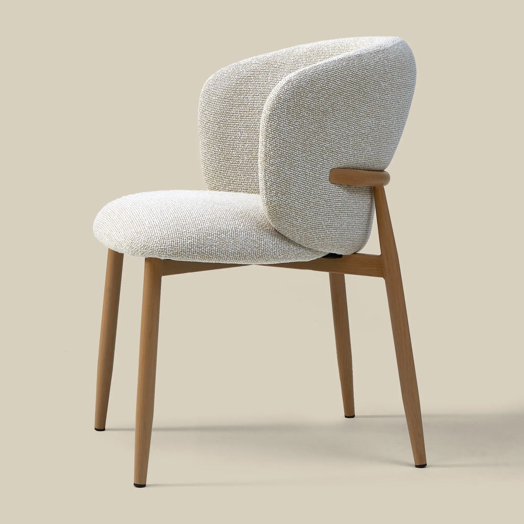 Eiken Eetkamerstoel Met Ronde Rug Creme
