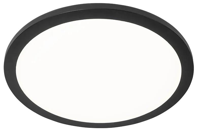 Plafonnière zwart 40cm incl. LED 3-staps dimbaar IP44 - Steve Modern IP44 rond Binnenverlichting Lamp