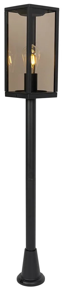 Staande buitenlamp zwart met smoke 100 cm IP44 - Charlois Modern E27 IP44 Buitenverlichting