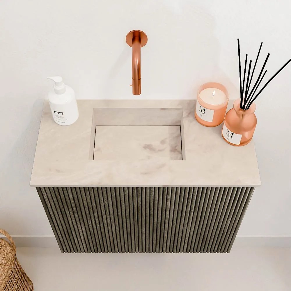 Mondiaz Joya DLux 50cm toiletmeubel shadow met wastafel faye links zonder kraangat frappe