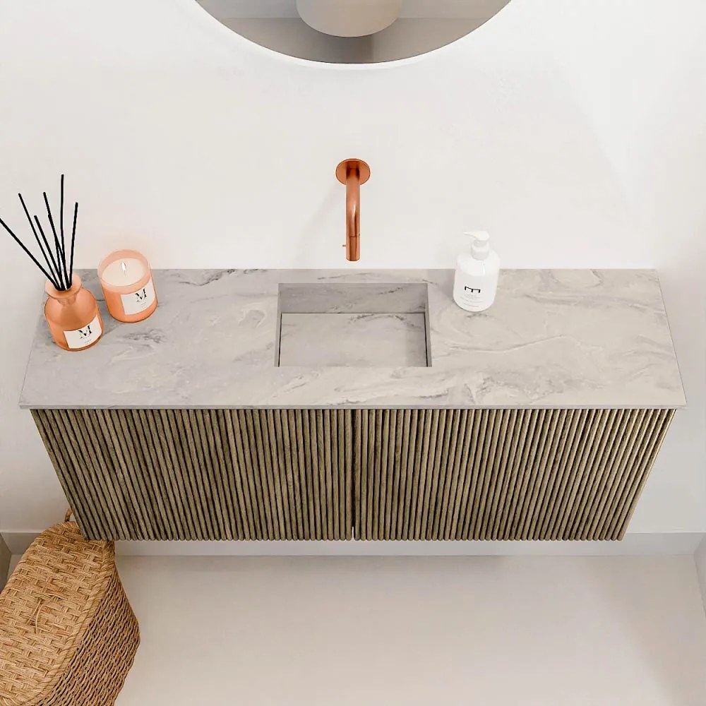 Mondiaz Joya DLux 90cm toiletmeubel dusk met wastafel faye midden zonder kraangat glace