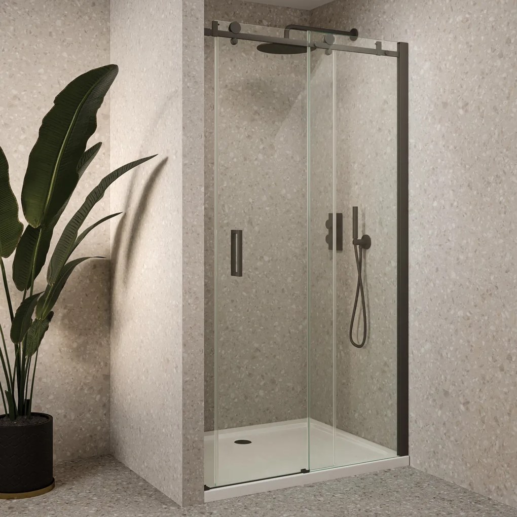 Saniclear Supreme profielset voor douchedeur 100-110cm zwart mat