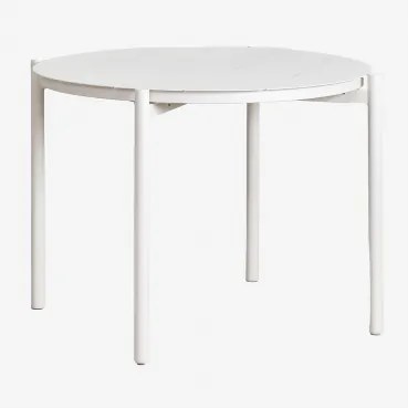 Ronde Tuintafel Ø110 Cm Van Aluminium Elton Glaciale Wit - Sklum