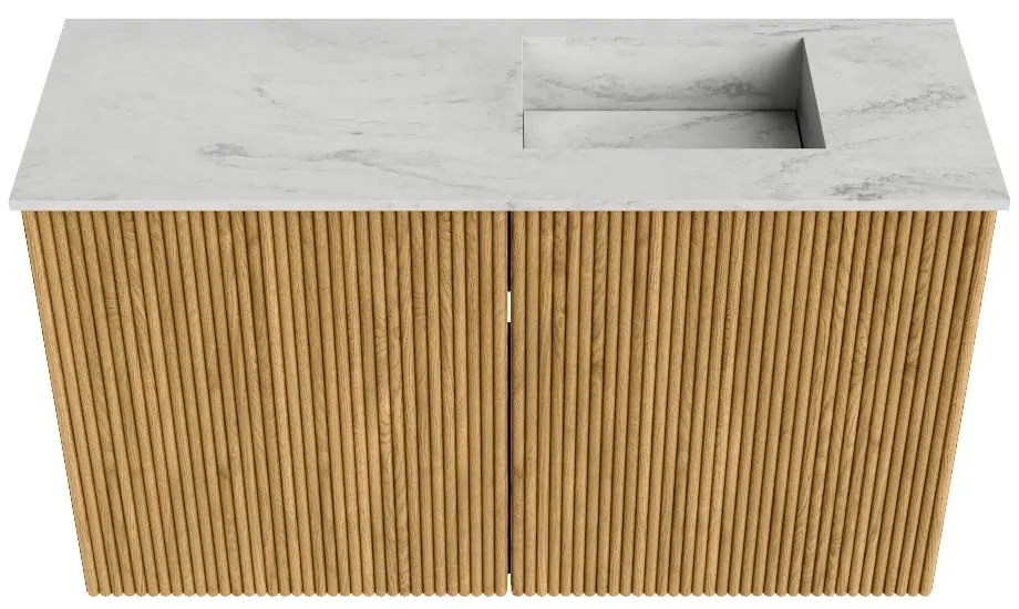 Mondiaz Joya DLux 70cm toiletmeubel oak met wastafel faye rechts zonder kraangat opalo
