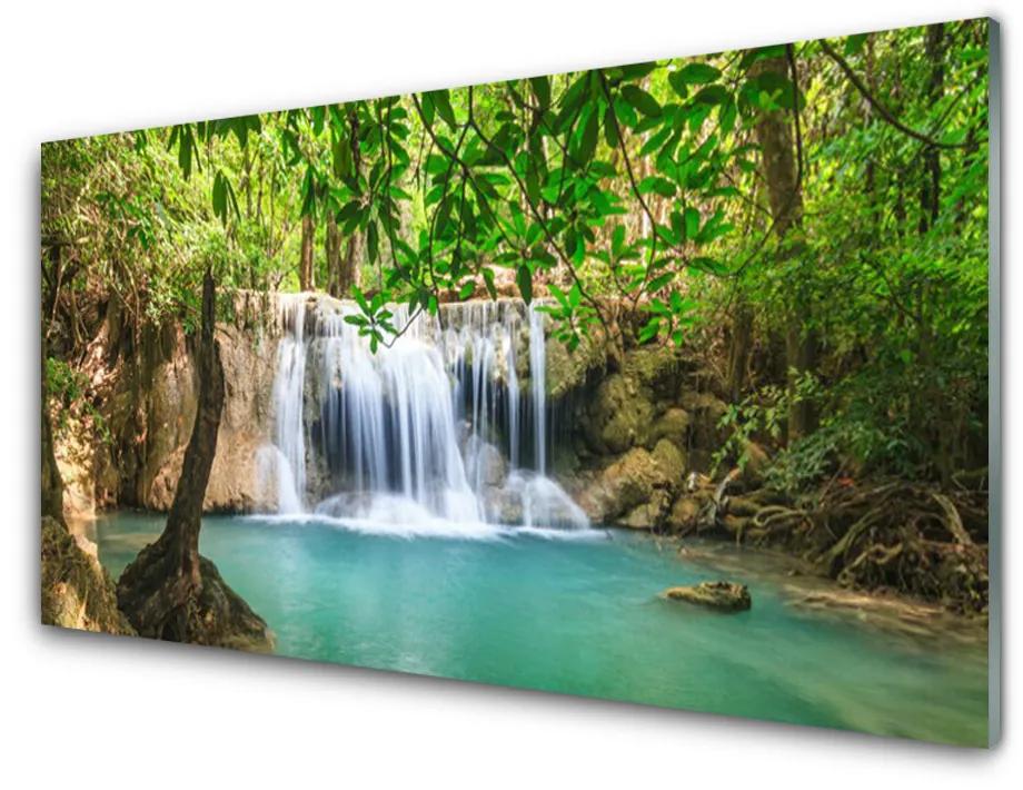 Glas foto Waterval lake forest nature 100x50 cm