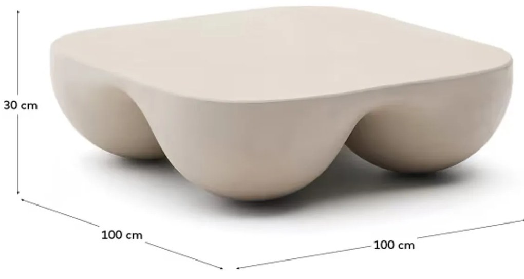 Kave Home Colba Japandi Salontafel Polystone Cement - 100 X 100cm.