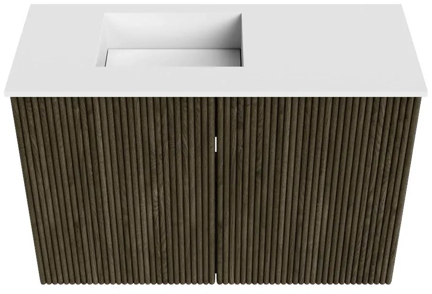 Mondiaz Joya 60cm toiletmeubel shadow met wastafel faye links 1 kraangat talc