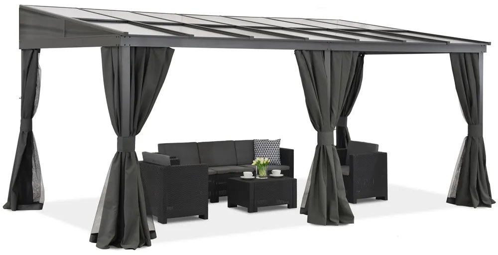 Aluminium terrasoverkapping 4 x 6 m Tarragona Premium Garden Point antraciet