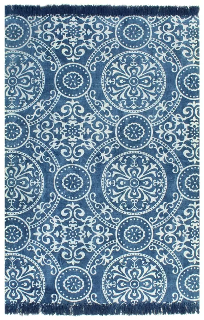 vidaXL Kelim vloerkleed met patroon 120x180 cm katoen blauw