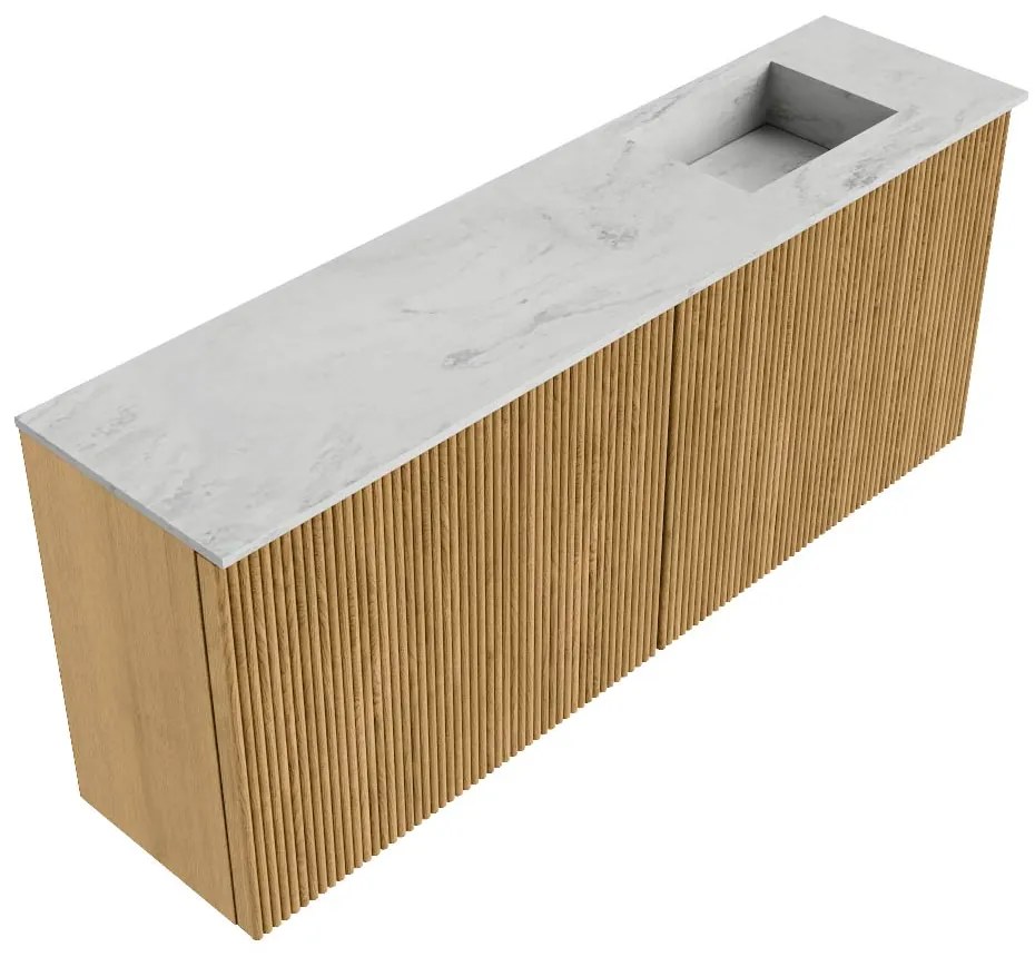 Mondiaz Joya DLux 100cm toiletmeubel oak met wastafel faye rechts 1 kraangat opalo