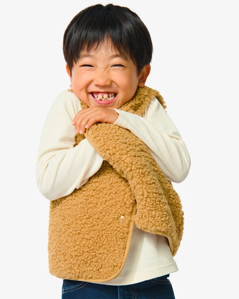 HEMA Omkeerbaar Kinder Gilet Teddy Bruin (bruin)