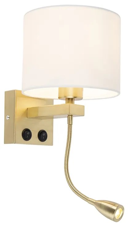 Art deco wandlamp goud met witte kap - Brescia