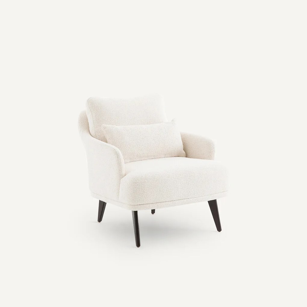 Fauteuil in getint notenhout en getextureerde stof, Classico