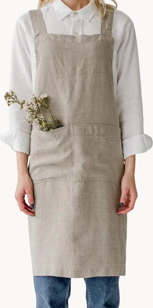 Handgemaakte linnen schort Natural