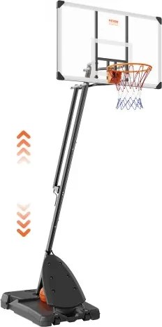 VEVOR Outdoor Basketbalring met Standaard 232-305 cm Hoogte Verstelbaar, Draagbare Basketbalstandaard met Wielen, Basketbalset voor Kinderen &amp; Volwassenen Standaard &amp; Vulbare Basis Zwart