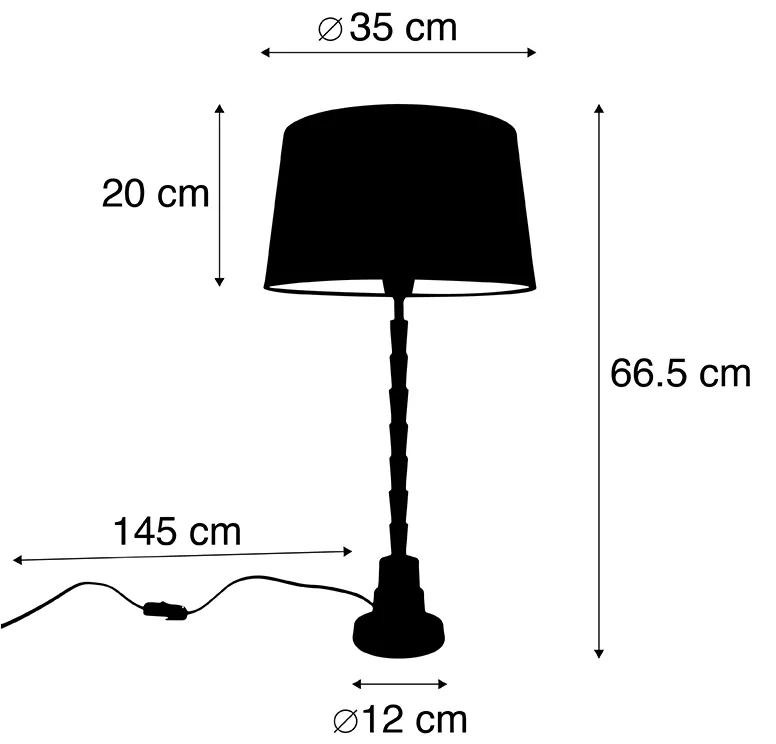 Art Deco tafellamp brons met katoenen kap zwart 35 cm - Pisos Art Deco E27 Binnenverlichting Lamp