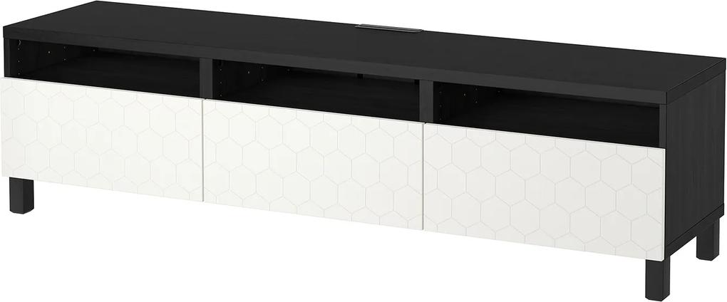 BESTÅ Tv-meubel met lades zwartbruin/Vassviken/Stubbarp wit