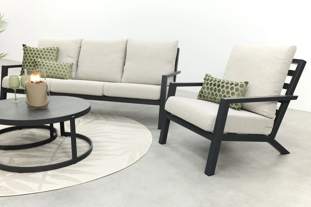 Boston/Rhodos stoel - 3-zitsbank loungeset - 5-delig