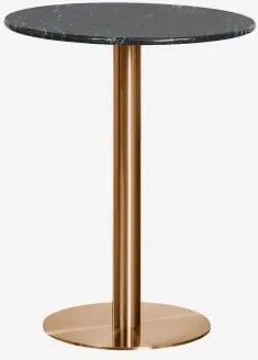 Ronde Bartafel Van Natuurlijk Steen Xiren Ø60 Cm & Groen Marmer Big Flower & Geborsteld Rozengoud - Sklum
