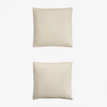 Set Van 2 Kussenslopen Van Sorana-linnen Van 160 G/m² Beige - Semoline & 60 X 60 Cm - Sklum