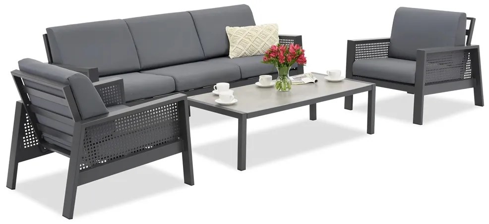 Garden Point antraciet Almeria tuinmeubilair voor 5 personen