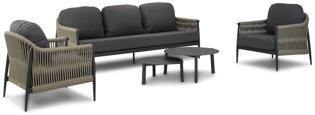 Stoel en Bank Loungeset 5 personen Rope Taupe Coco Lucia/Rimini