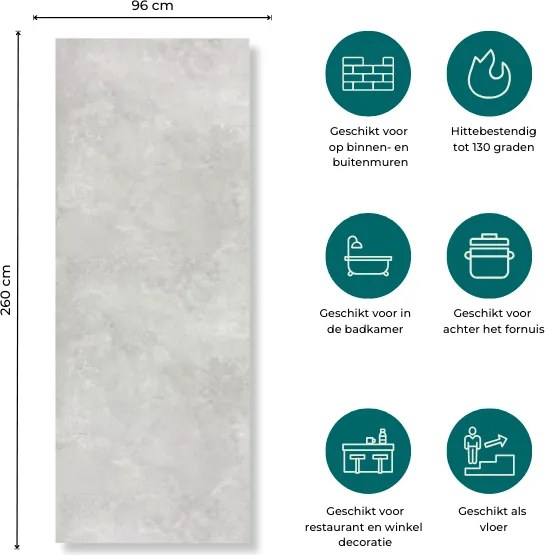 SPC Betonlook Paneel MAT Light 260x96x0.3cm | Badkamer Wandpanelen