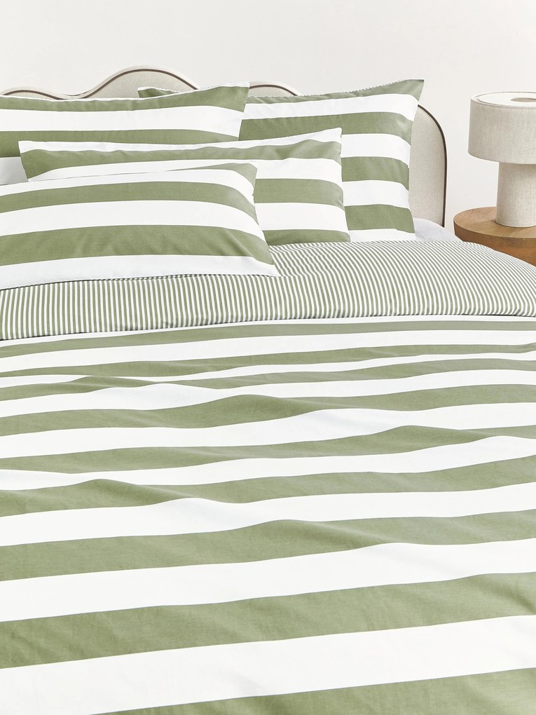 Gestreept katoenen dubbelzijdig dekbedovertrekset Lorena