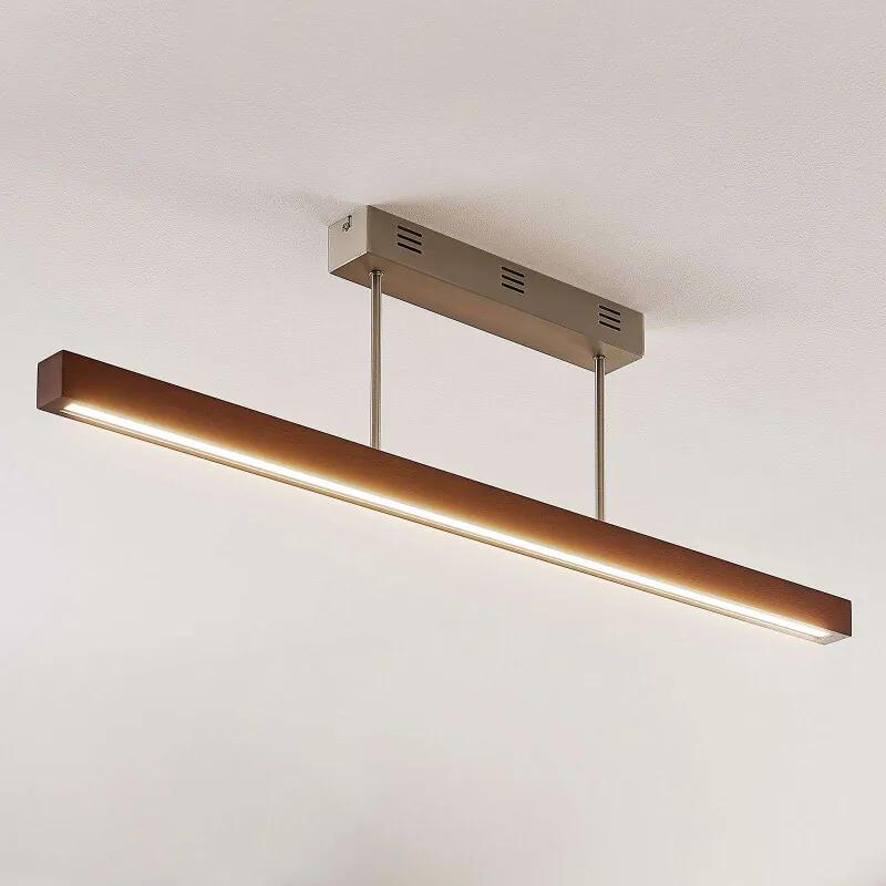 LED houten plafondlamp Tamlin, donkerbruin, 100 cm