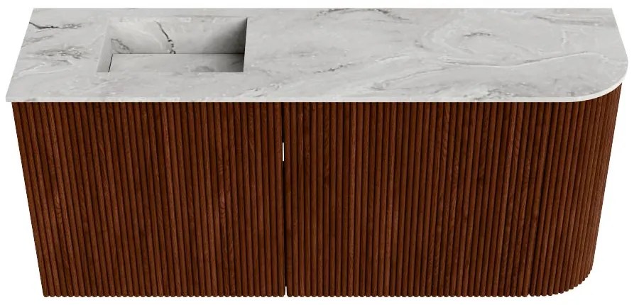 Mondiaz Joya DLux 90cm toiletmeubel ronding rechts ruby met wastafel faye links zonder kraangat glace