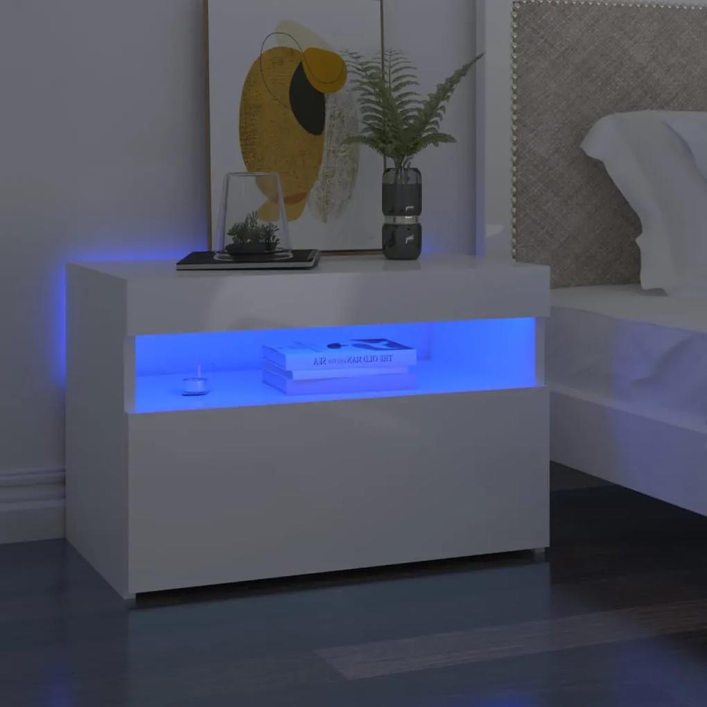 vidaXL Nachtkastje met LED-verlichting 60x35x40 cm hoogglans wit