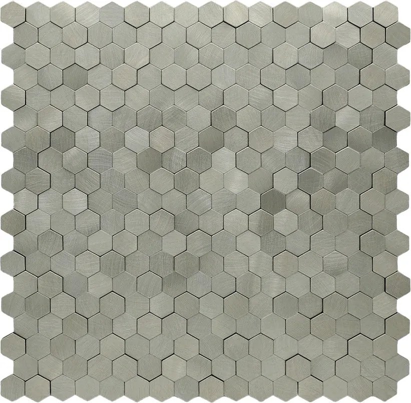 Zelfklevende Mozaïektegels Metaal | Mini Hexagon 3D Zilver | 29,8×30,7 cm | Keuken, Bad & WC
