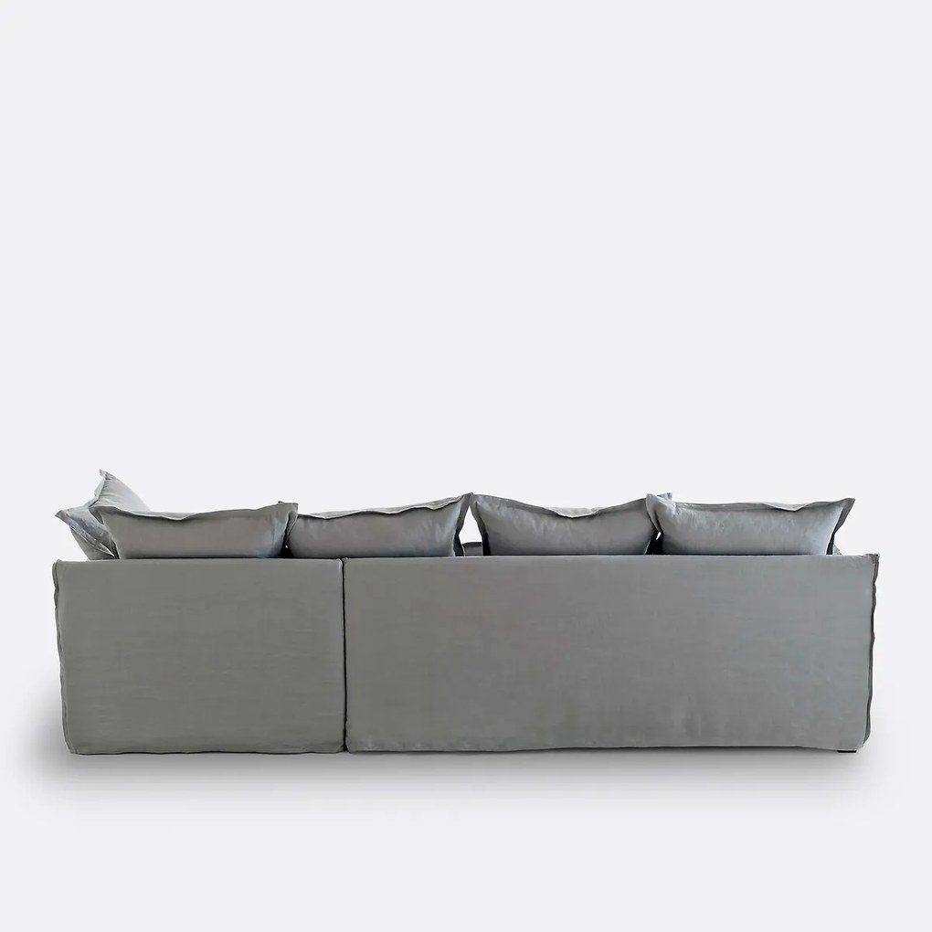 4-zits hoekbank met afneembare hoezen, omvormbaar, in gekreukt linnen, Odna