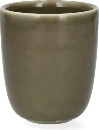 Beker, reactieve glazuur, steengoed, olijfgroen, Ø8 x 9,5 cm