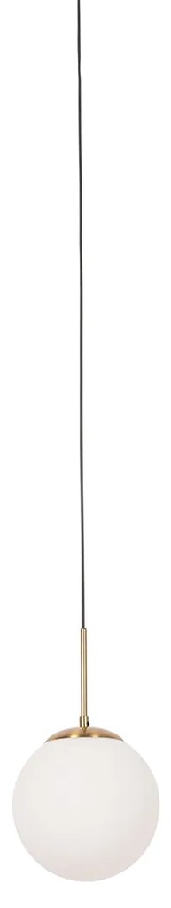 Art Deco hanglamp goud met opaal glas incl. rail adapter wit 1-fase - Iconic Flore