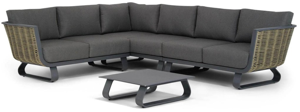 Hoek loungeset 6 personen Aluminium/wicker Grijs Santika Furniture Santika Tika