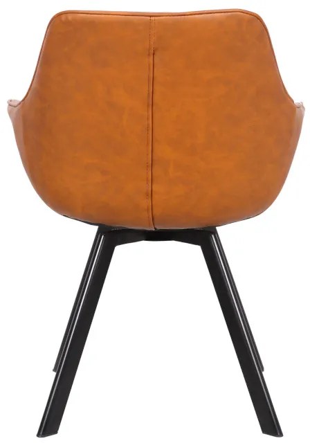 Eetkamerstoel - Ringo - Draaibaar - Lederlook cognac