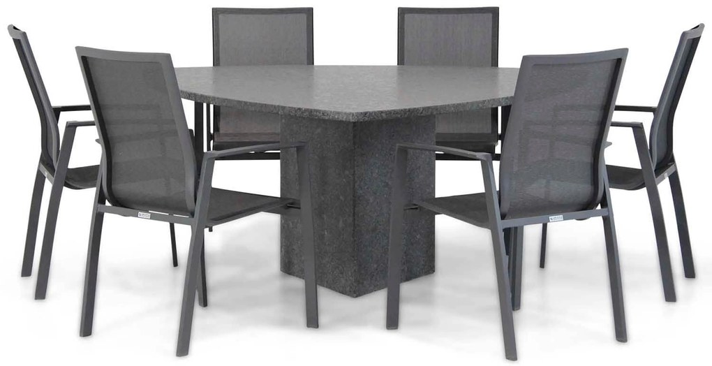 Tuinset 6 personen 170 cm Aluminium/textileen Grijs Lifestyle Garden Furniture Ultimate/Graniet