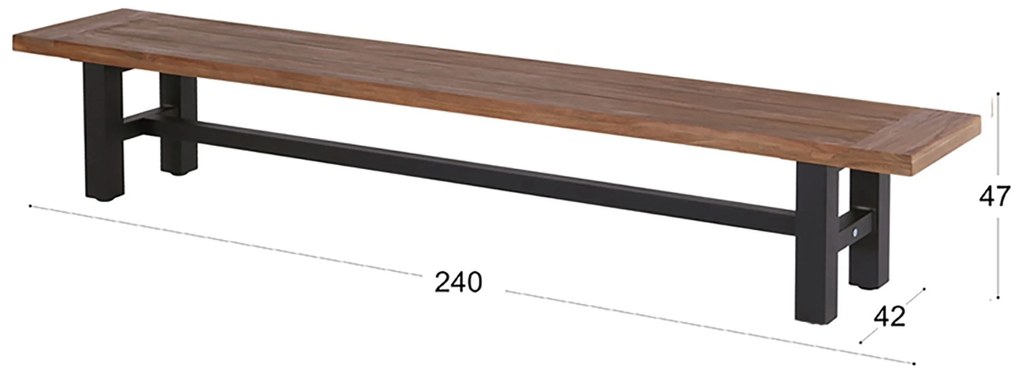 Hartman Yasmani Picknickbank Aluminium/teak Zwart