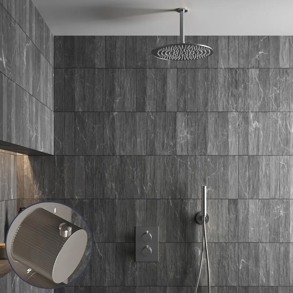 Saniclear Exclusive Stripes inbouw regendouche met 20cm hoofddouche en plafondarm RVS