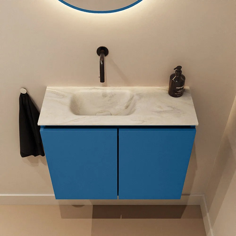 Mondiaz Ture DLux toiletmeubel 60cm jeans met wastafel ostra links zonder kraangat