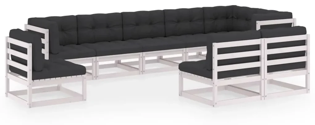 vidaXL 9-delige Loungeset met kussens massief grenenhout