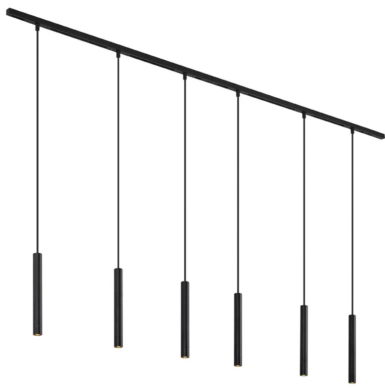 Modern railsysteem met 6 hanglampen zwart 1-fase - Slimline Keno G9 Binnenverlichting Lamp