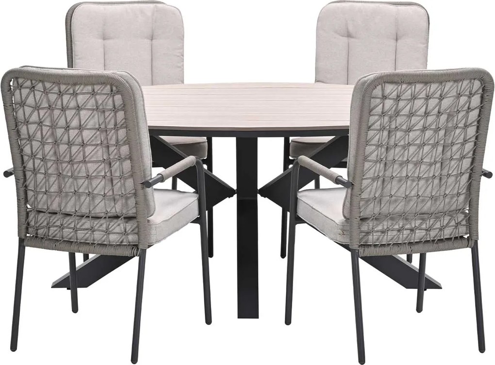 Garden Impressions Aleria tuinset 5-delig taupe - Tulli tuintafel 180x115 cm - light teak vironwood