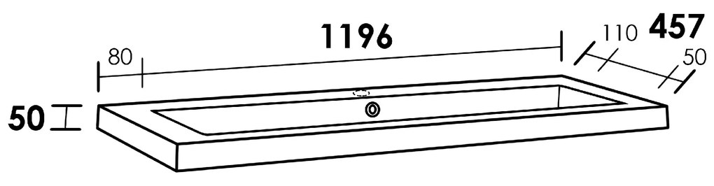 Sanituba Foggia enkele wastafel mineraalmarmer met kraangat 120cm glanzend