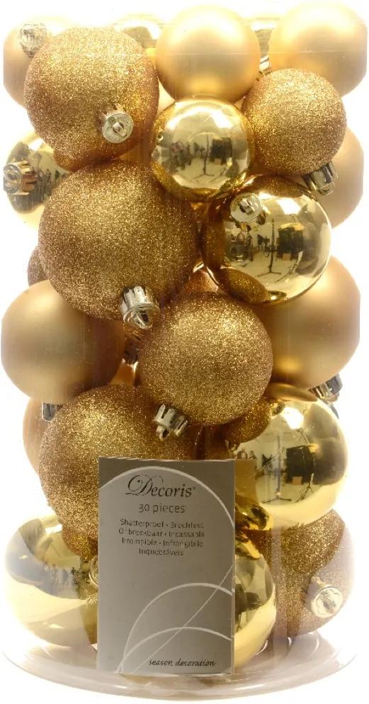 Kerstbal plastic glans-mat-glitter assorted licht goud KSD